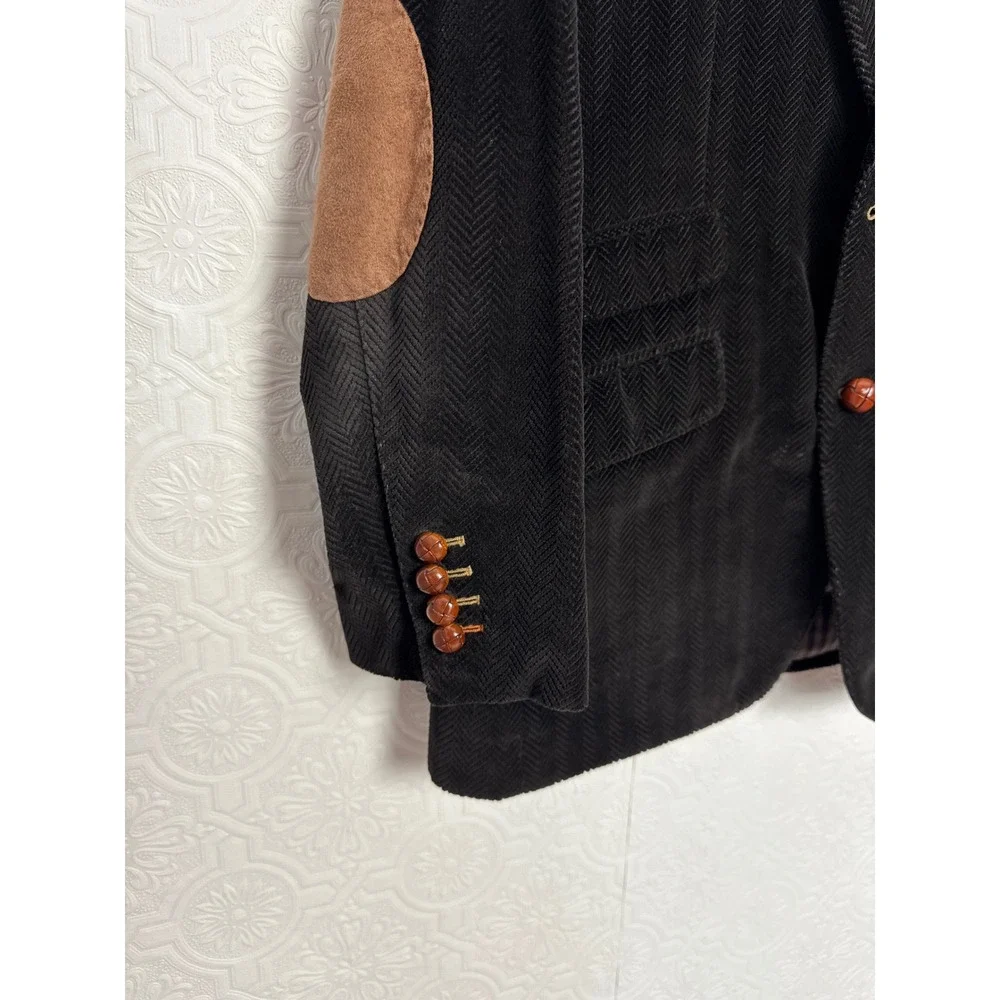 Custom Made Chocolate Brown Wool Sport Coat Suit Jacket Elbow Patches 42 Short